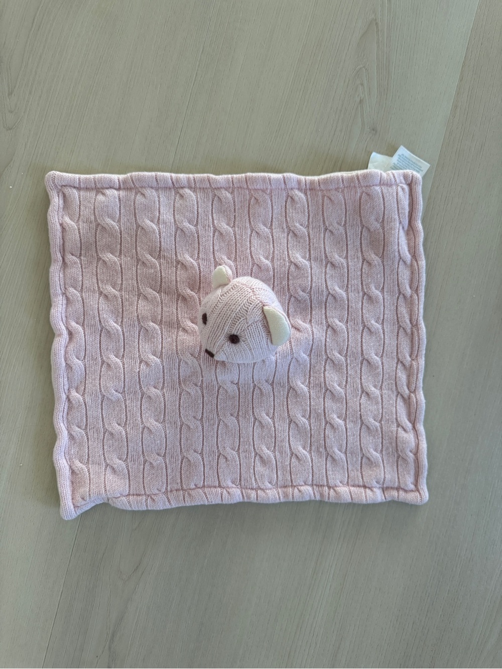 Ralph Lauren Pink Cable Knit Baby Lovey with Plush Bear